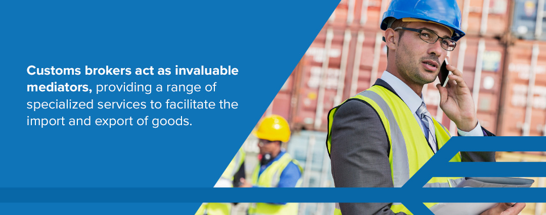 customs brokers are invaluable mediators for importing goods with man on the phone on a shipping yard