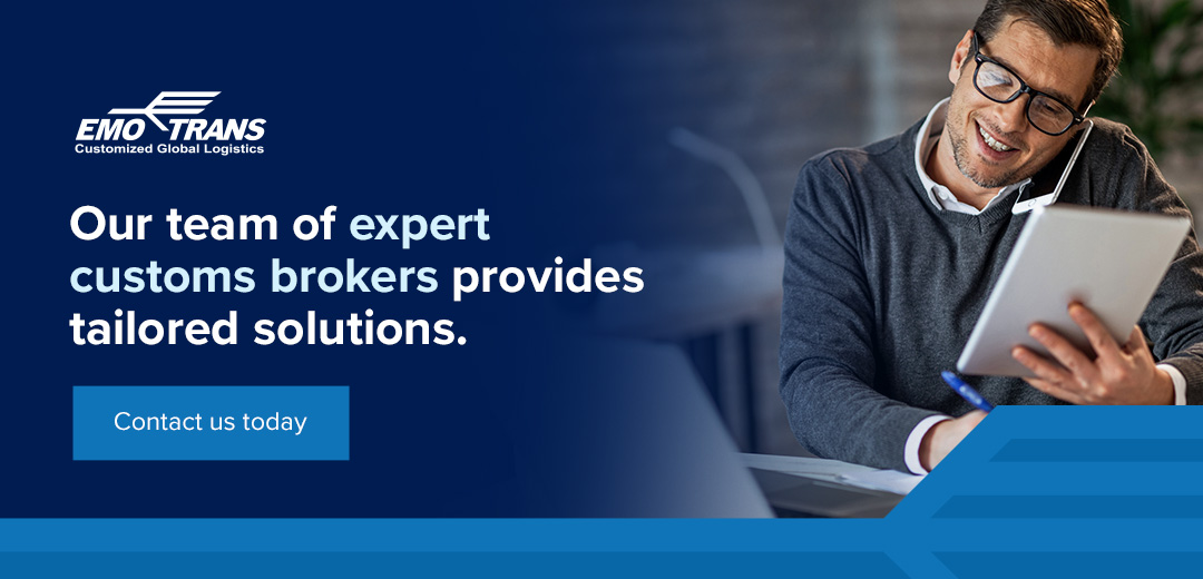 call to action for emo trans providing tailored solutions with customs brokers