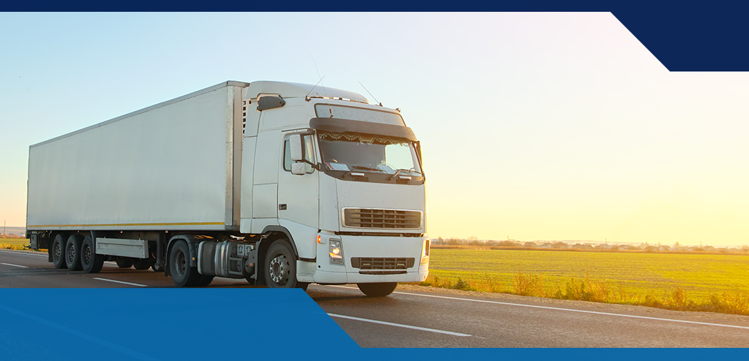 Logistics truck on road transporting goods across the country